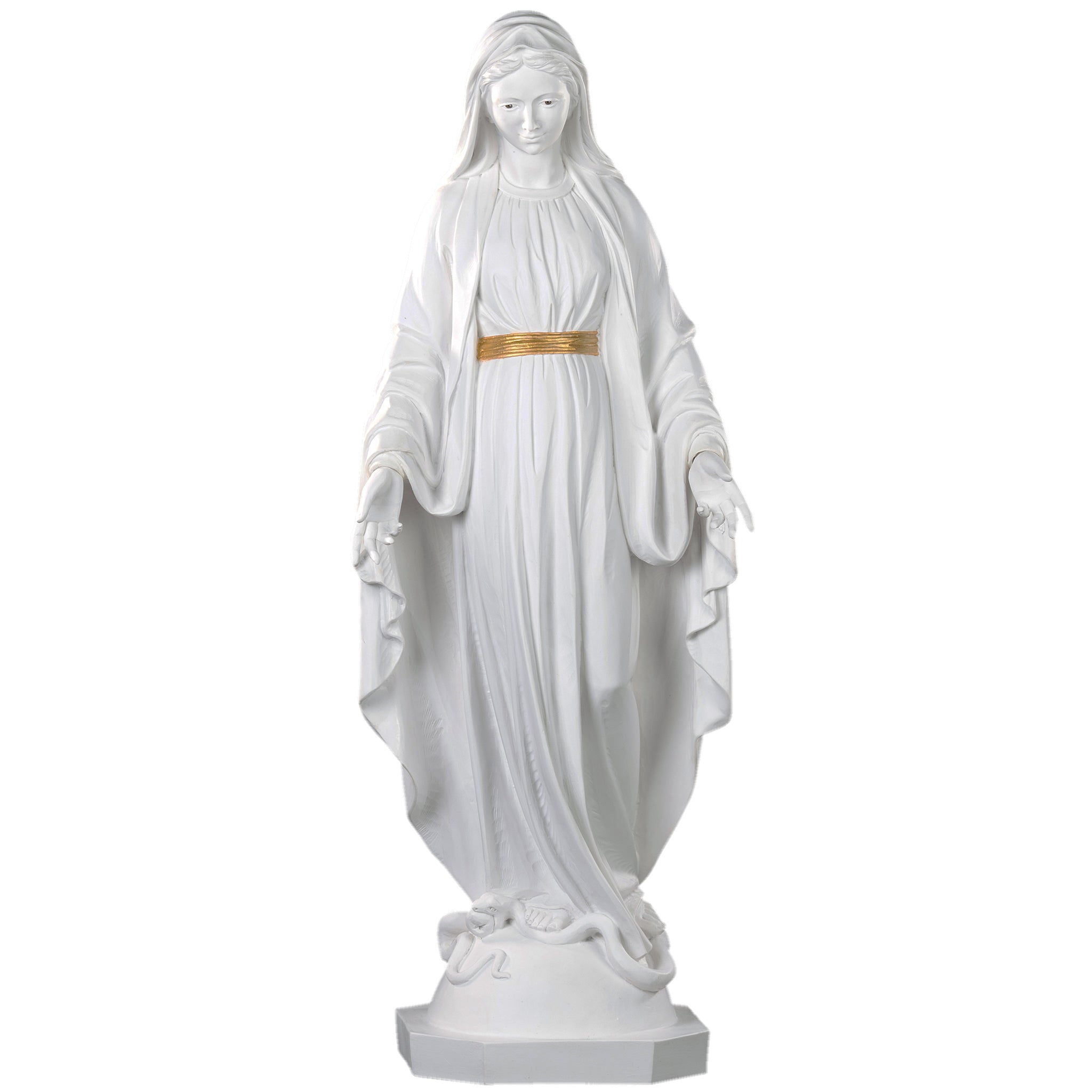 34" Miraculous Mary - Milagrosa Collection White-Gold- Hand Painted