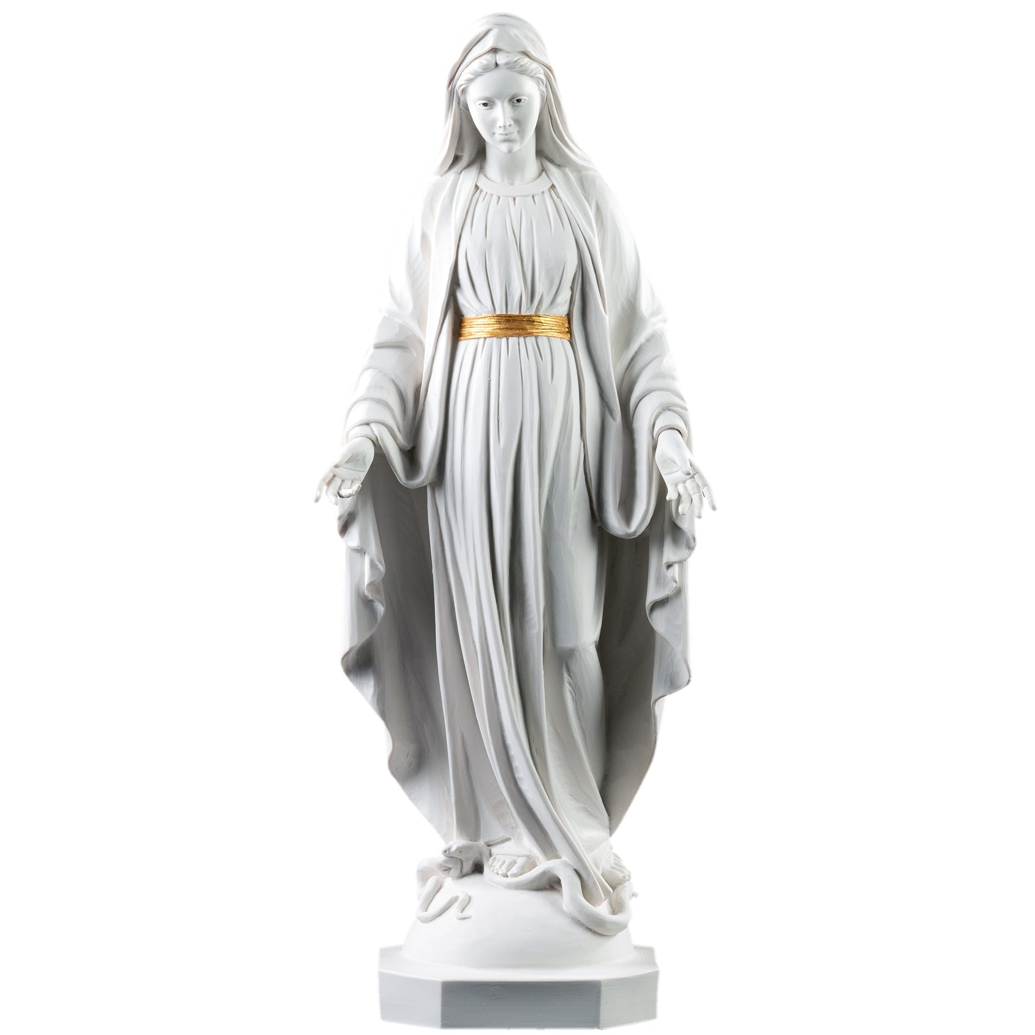 24" Miraculous Mary - Milagrosa Collection White-Gold- Hand Painted