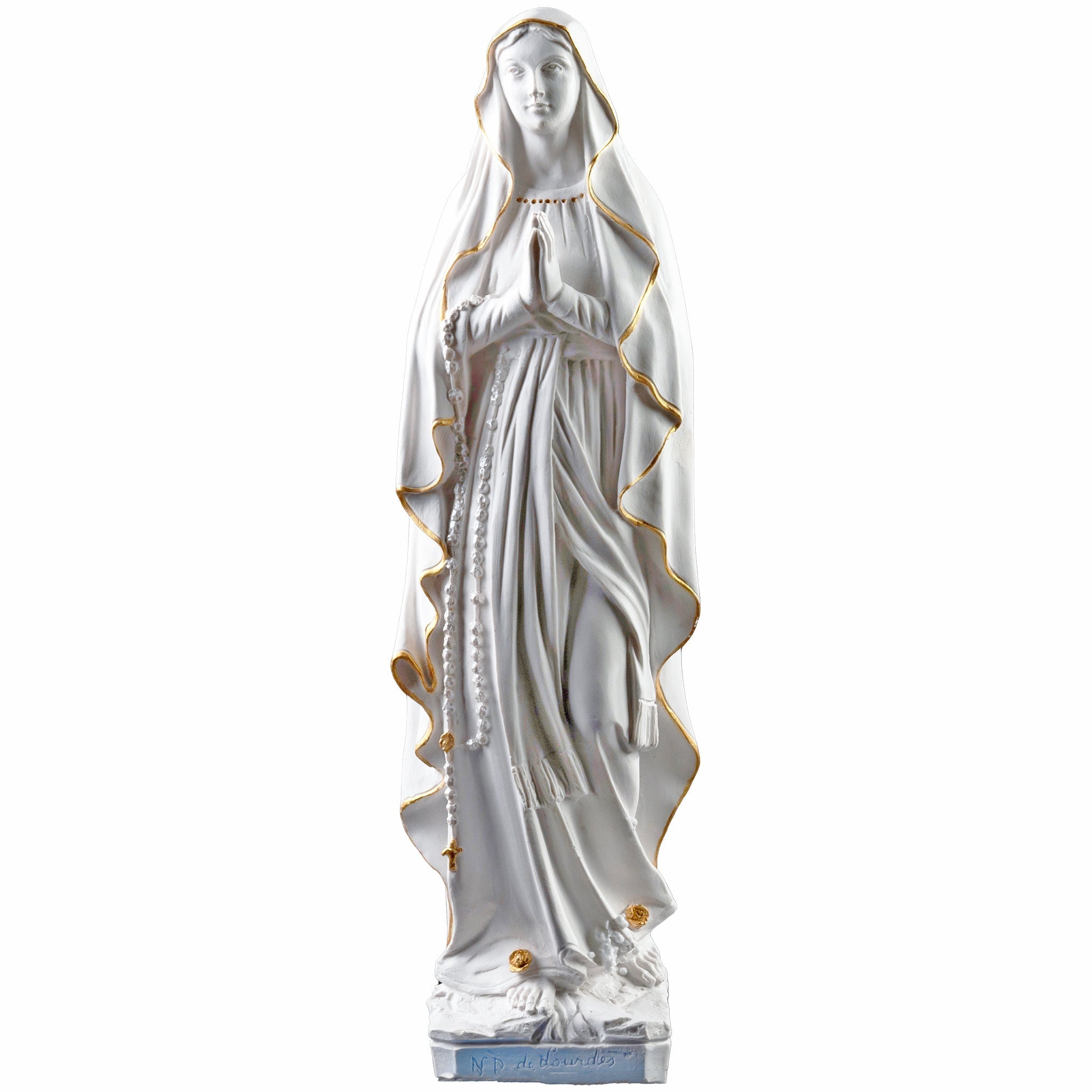 20" Our Lady of Lourdes / Nuestra Senora de Lourdes Collection White-Gold- Hand Painted