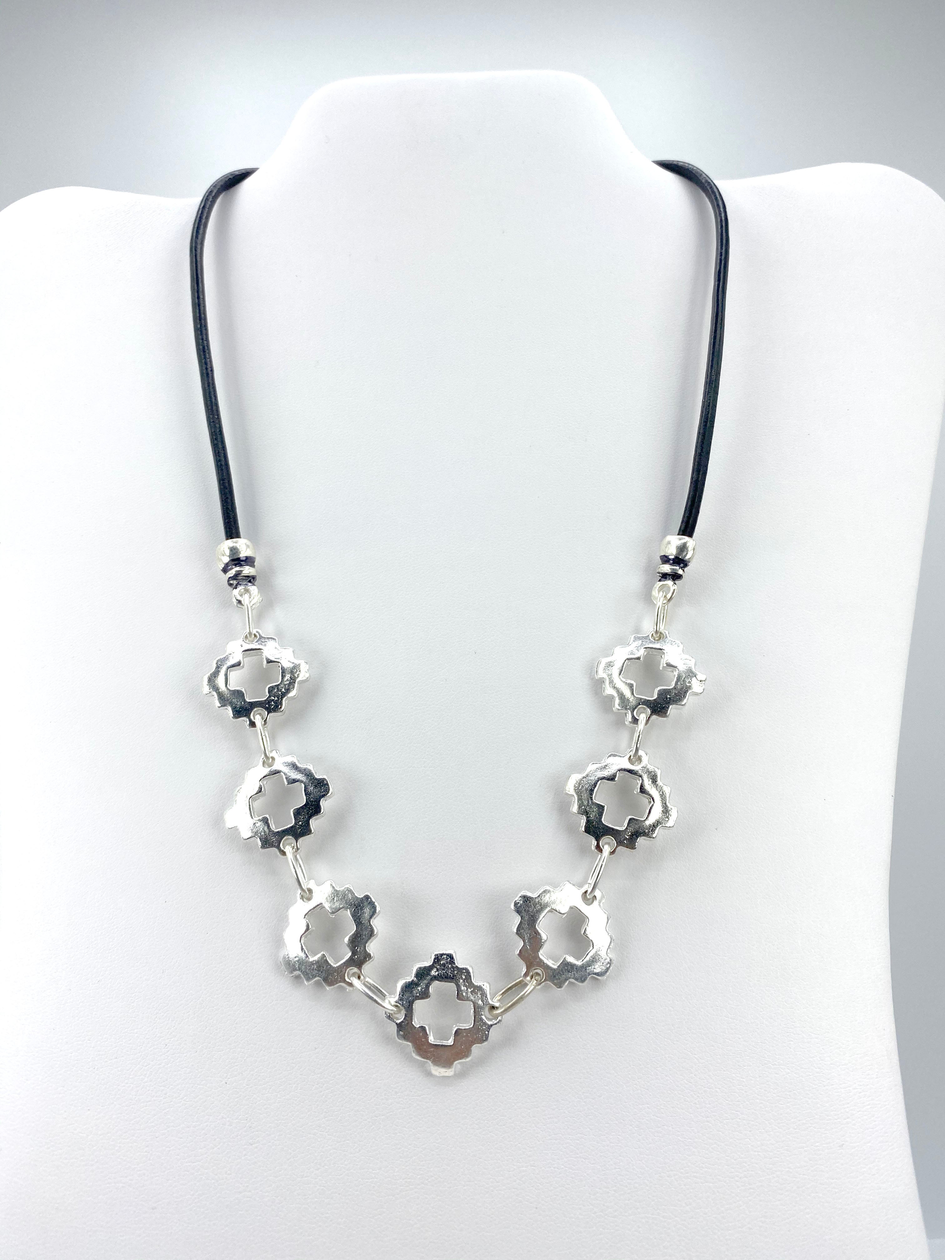 Vintage The Cross Necklace  Handmade Jewelry with Genuine Leather Strap by Graciela's Collection