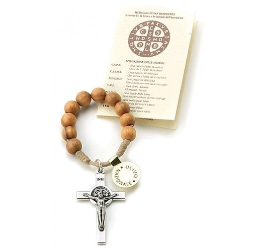 Rosary Finger Round Wood Beat St Benedict