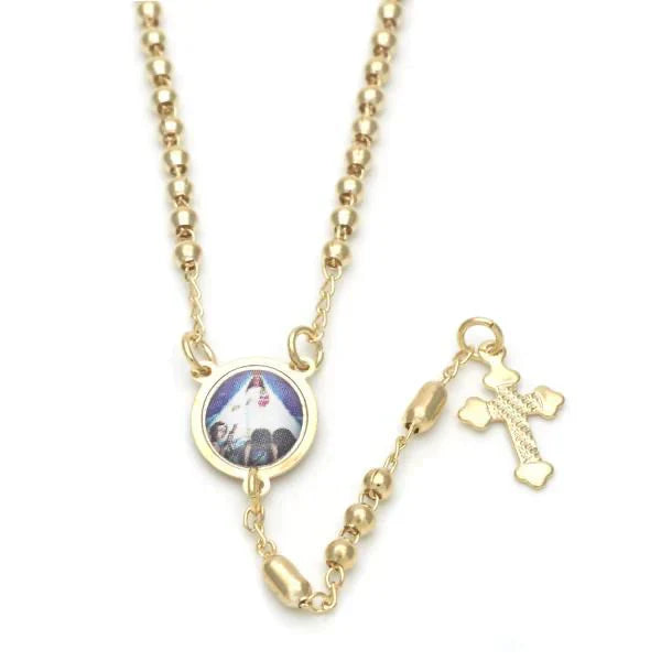 Rosary necklace with Caridad del Cobre Color medal 18â€