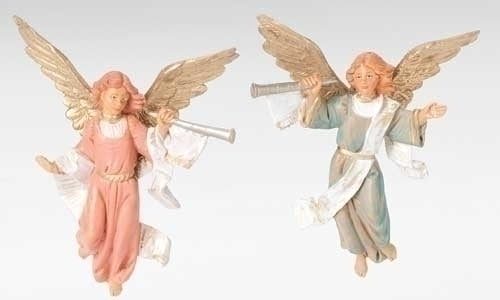 2 Pc Angels Trumpeting Nativity Figures