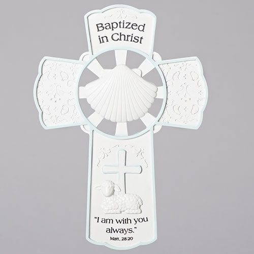 Baptism Wall Cross - Blue and White