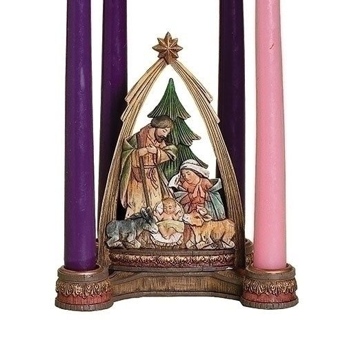 Advent Nativity with arch Candle holder