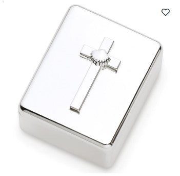 baptism keepsake box silver; caroline collection