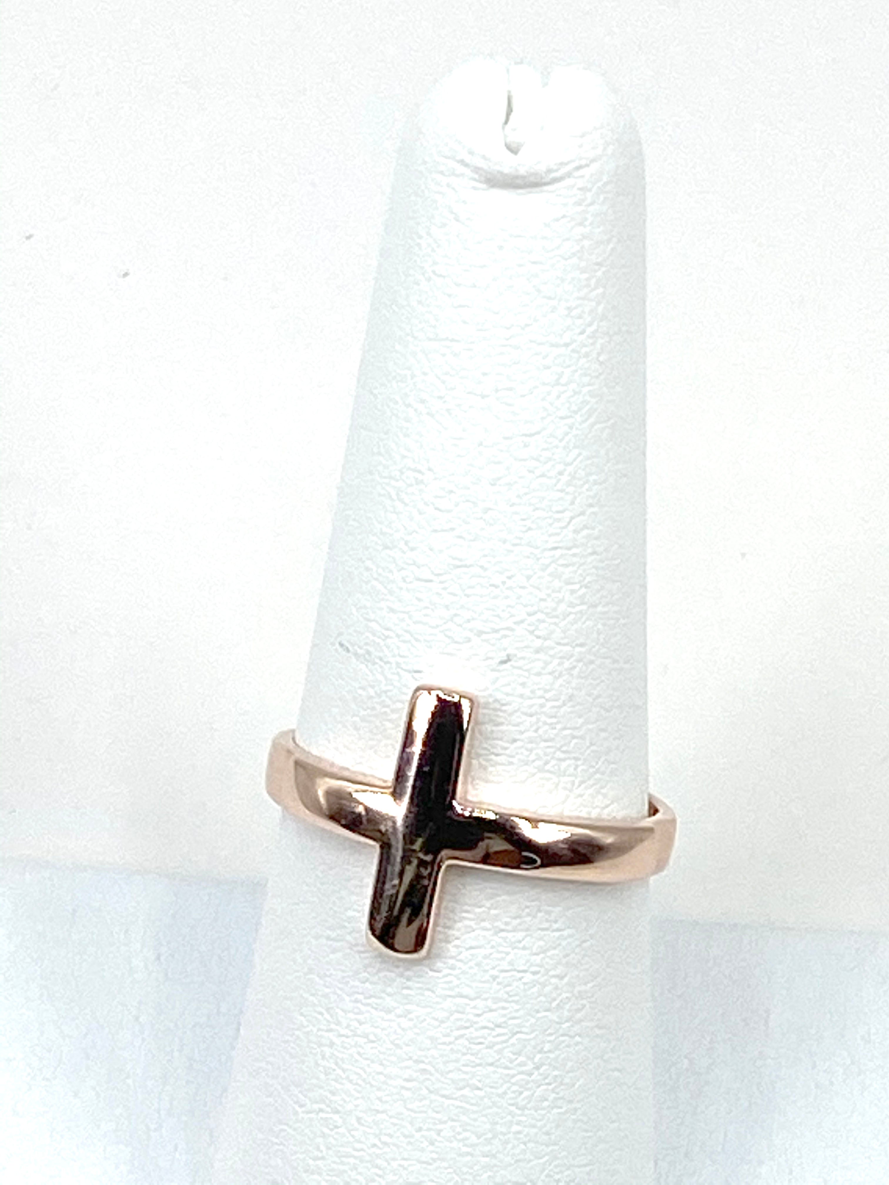 Ring with a Cross in Sterling Silver three colors Rose Gold, Gold, Silver