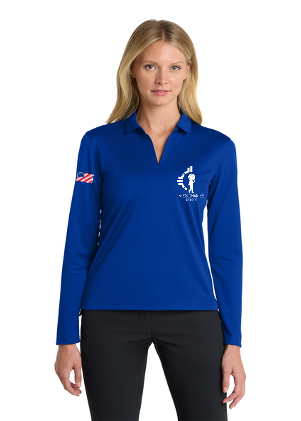Ladies Nike Dri-FIT Micro Pique 2.0 Polo Long Sleeve- Missionaries of Hope Edition.