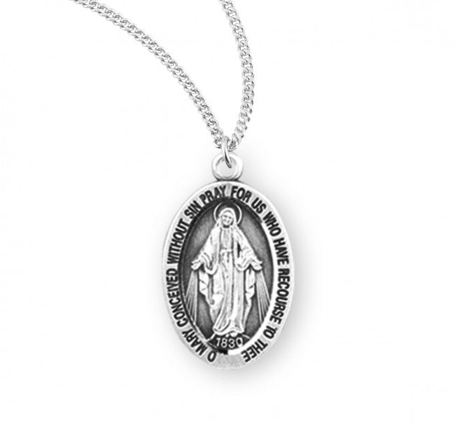 Sterling Silver Oval Miraculous Medal