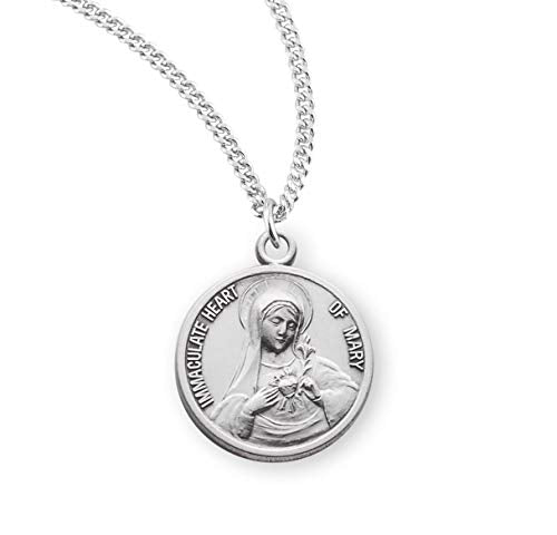 Immaculate Heart of Mary Round Sterling Silver Medal