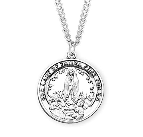 HMH Religious Mfg Inc Sterling Silver Round Our Lady of Fatima with 24" Chain