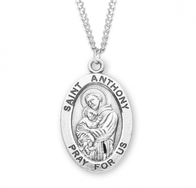 Patron Saint Anthony Oval Sterling Silver Medal