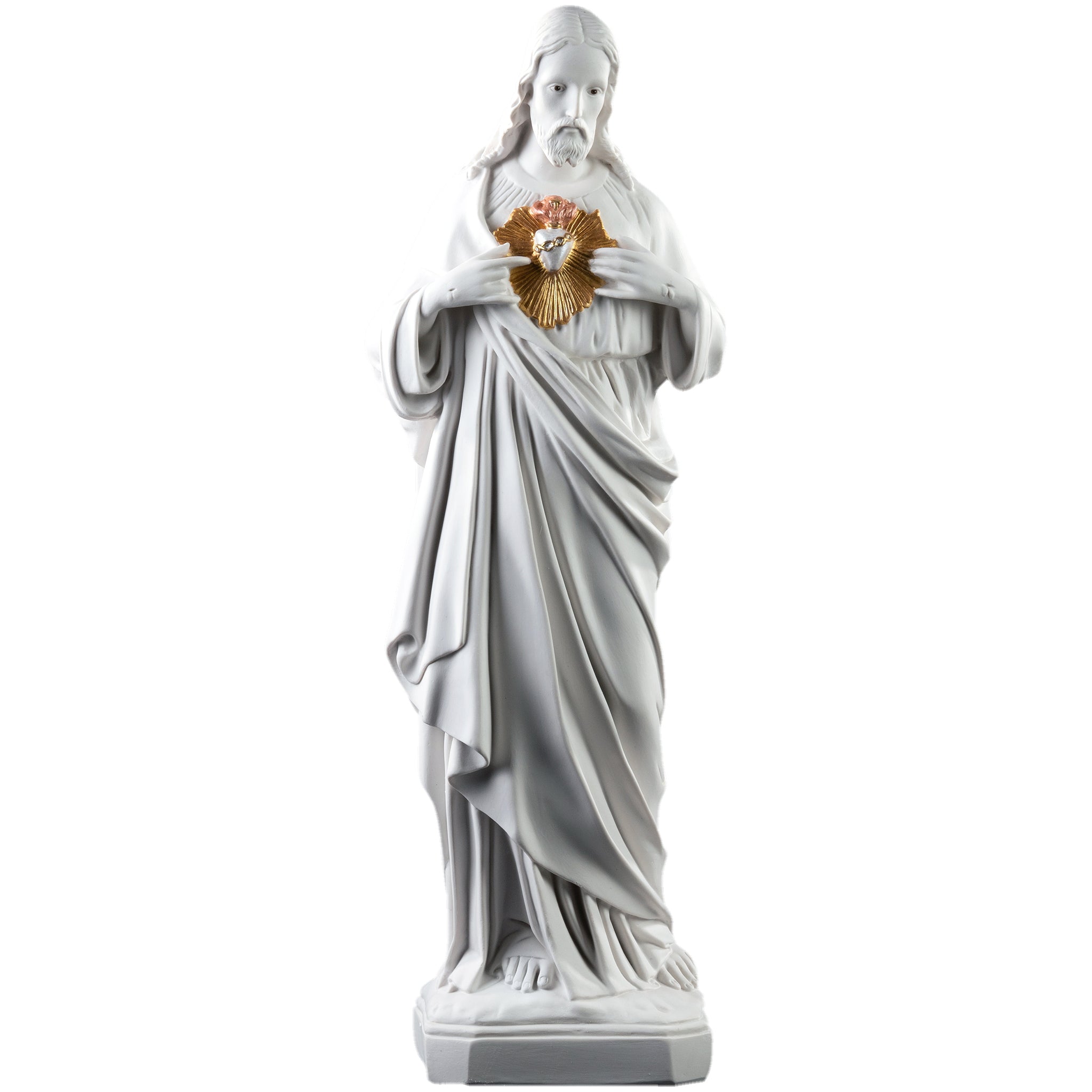 24" Sacred Heart of Jesus / Sagrado Corazon de Jesus Collection White-Gold- Hand Painted
