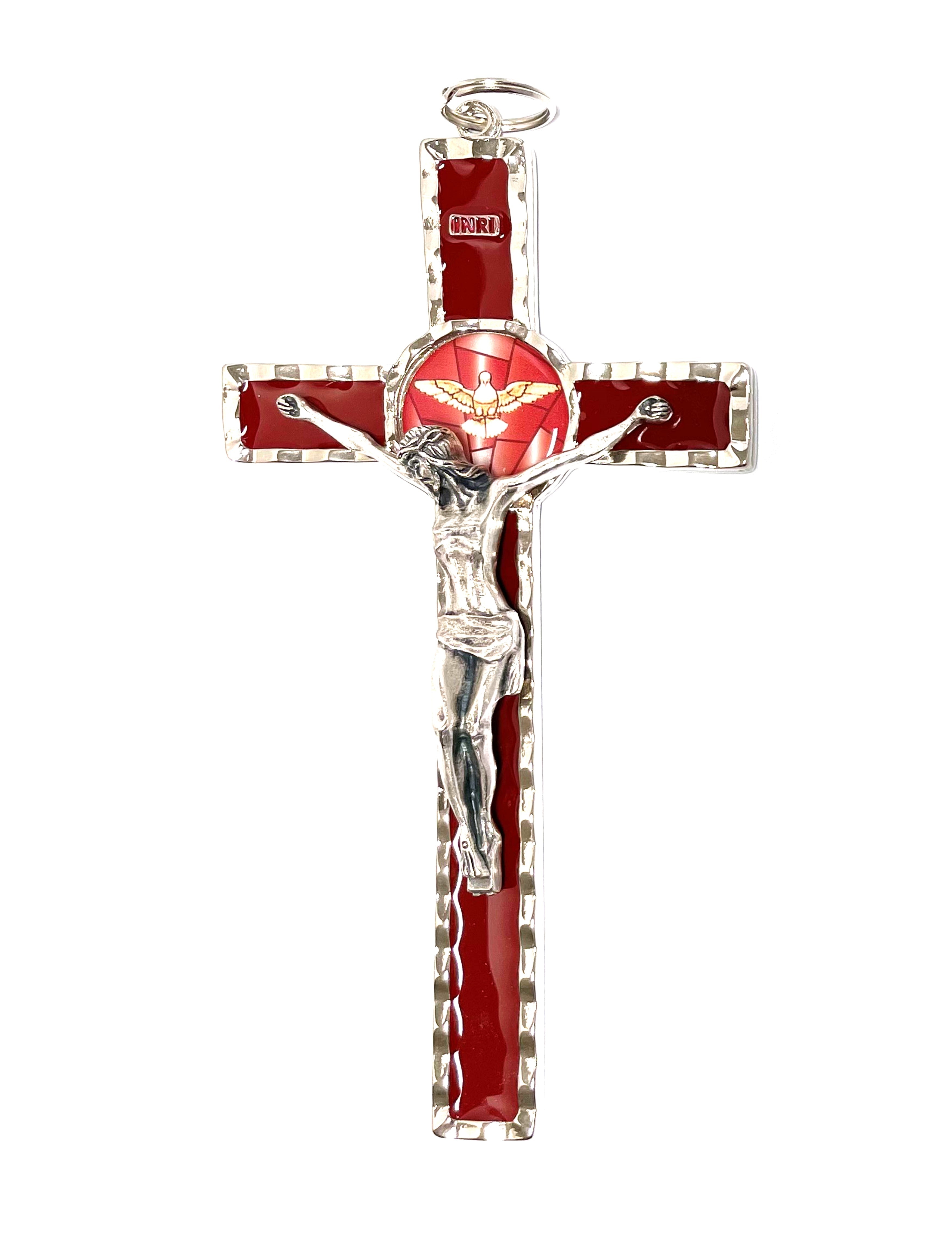 Holy Spirit Crucifix with enamel colors and gold and silver tone
