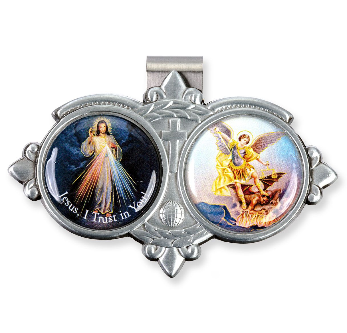 St. Michael & Divine Mercy Visor Protection Clip for Auto and Home