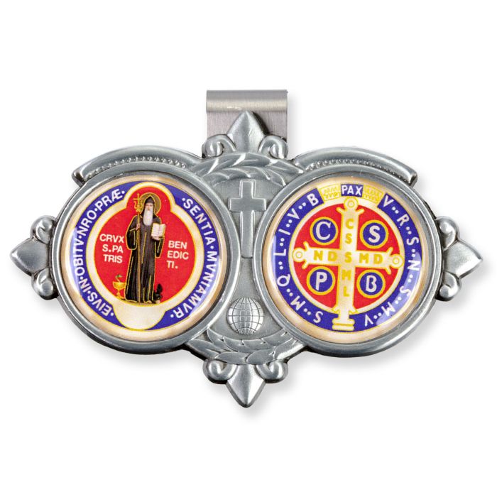 Saint Benedict Visor Clip for Automotive Blessings and Protection