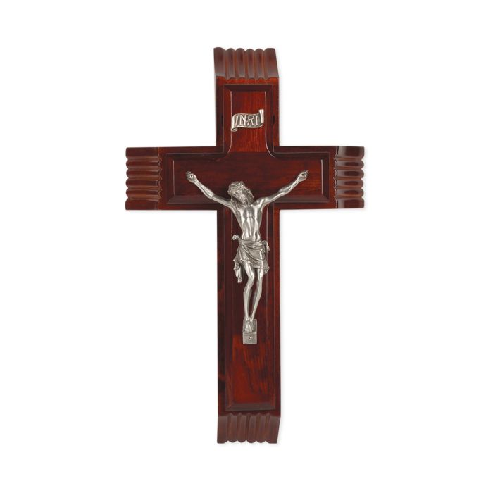 10" Dark Cherry Sick Call Crucifix with a Genuine Pewter Corpus