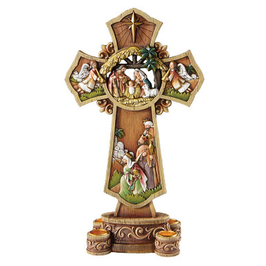 Nativity Cross Adv Wreath, 13.25"