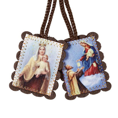 Brown Wool Scapular - Large, 12-Piece