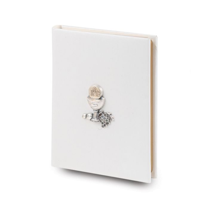 White Skivertex Blessed Trinity Missal with Silver Plated Communion Chalice Symbol
