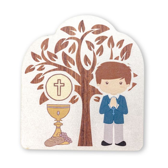 First Communion Boy With Tree Plaque