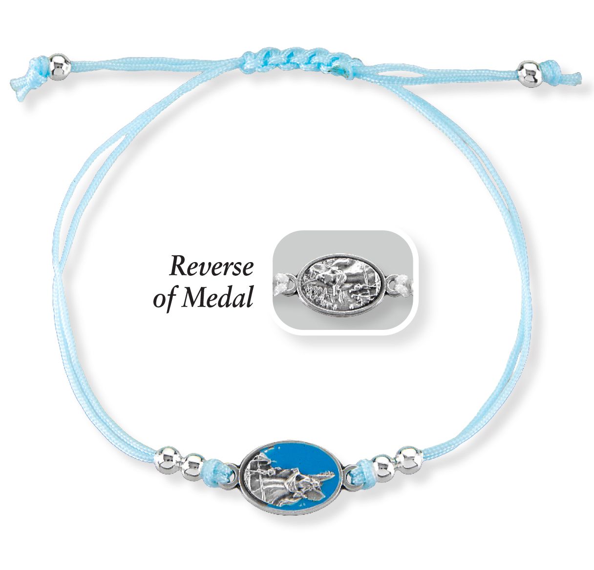 Guardian Angel Bracelet with Epoxied Guardian Angel Medal with Silver Accent Beads.