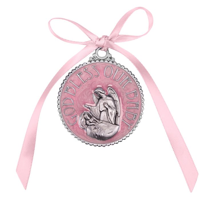 2 1/4" Pink Epoxied Crib Medal Boxed