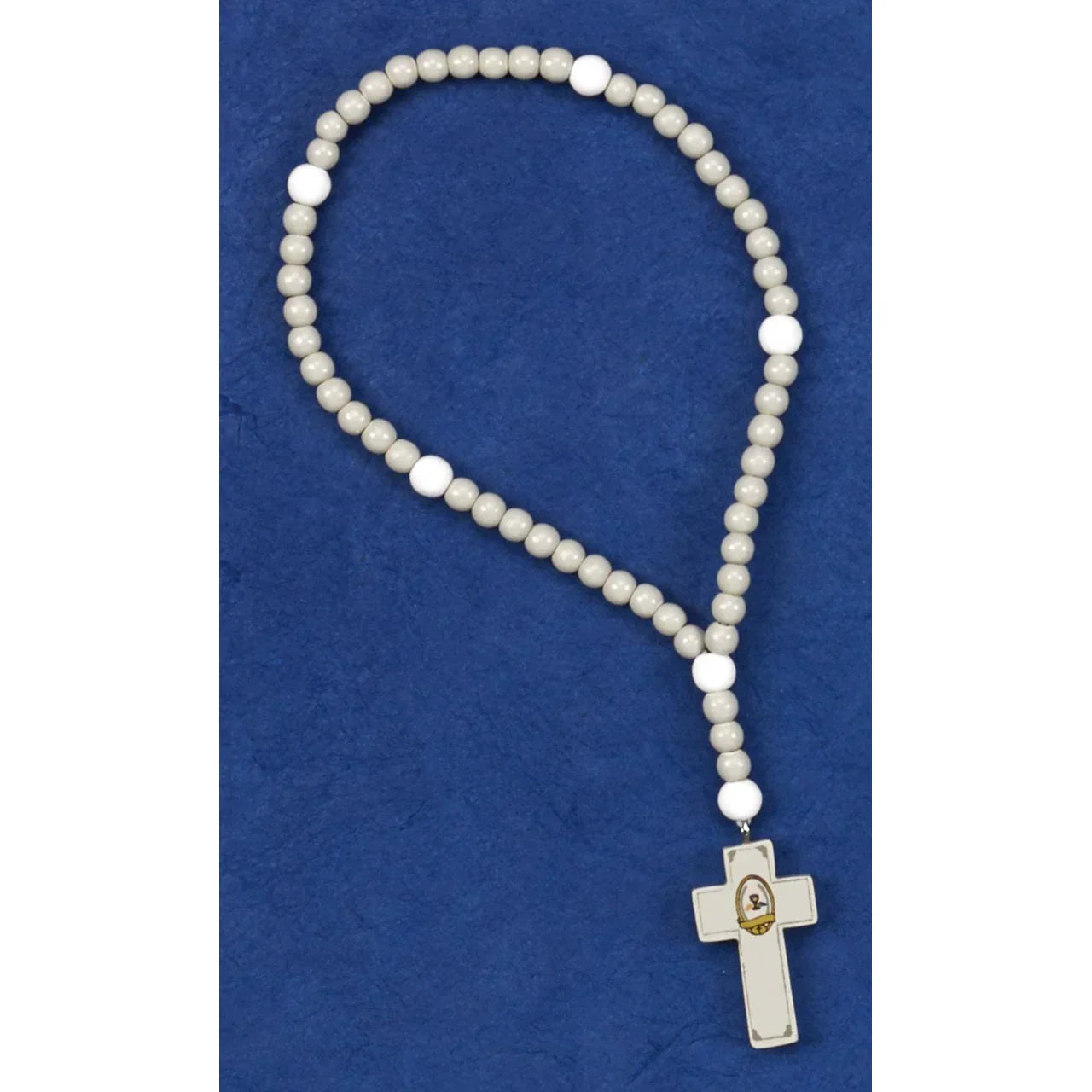 White First Communion Wood Rosary