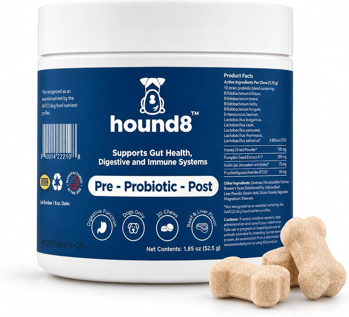 Probiotics for Dogs — Beef Flavor, 30 Chews