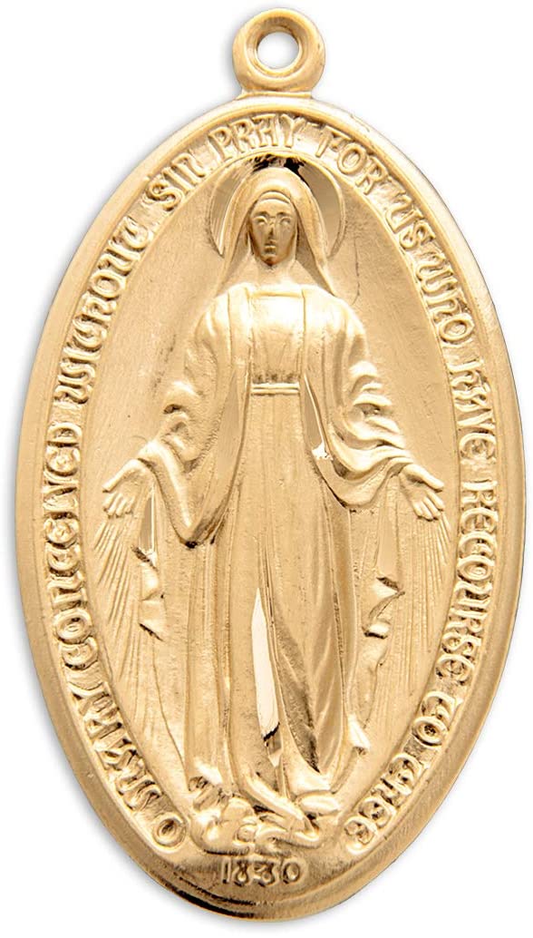 Gold Over Sterling Silver Oval Miraculous Medal