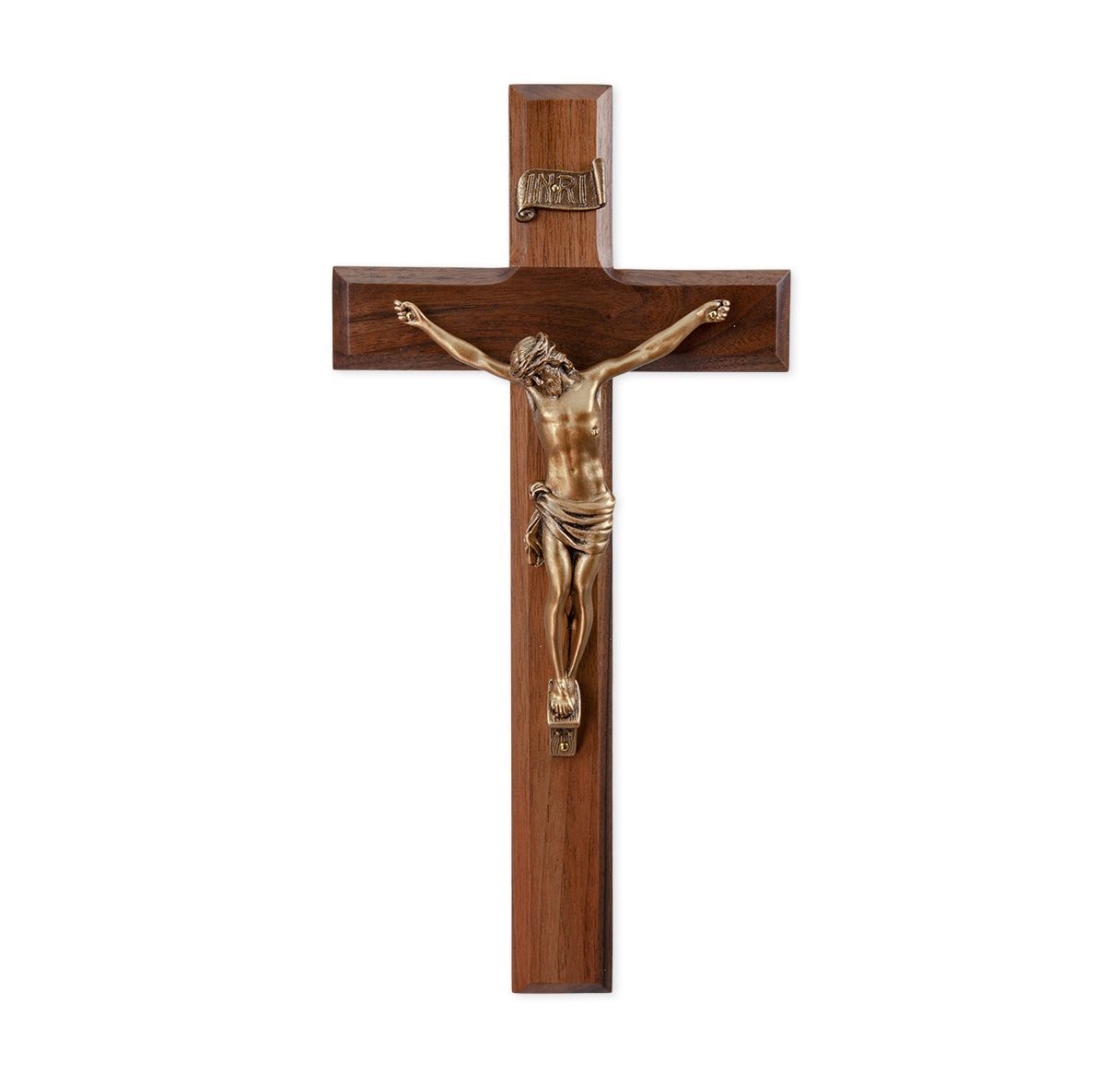 11" Walnut Cross With Museum Gold Corpus