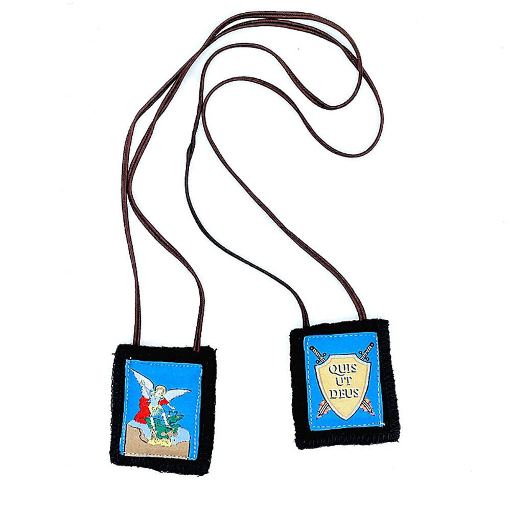 Archangel Saint St Michael Brown Devotional Scapular - Quis Ut Deus