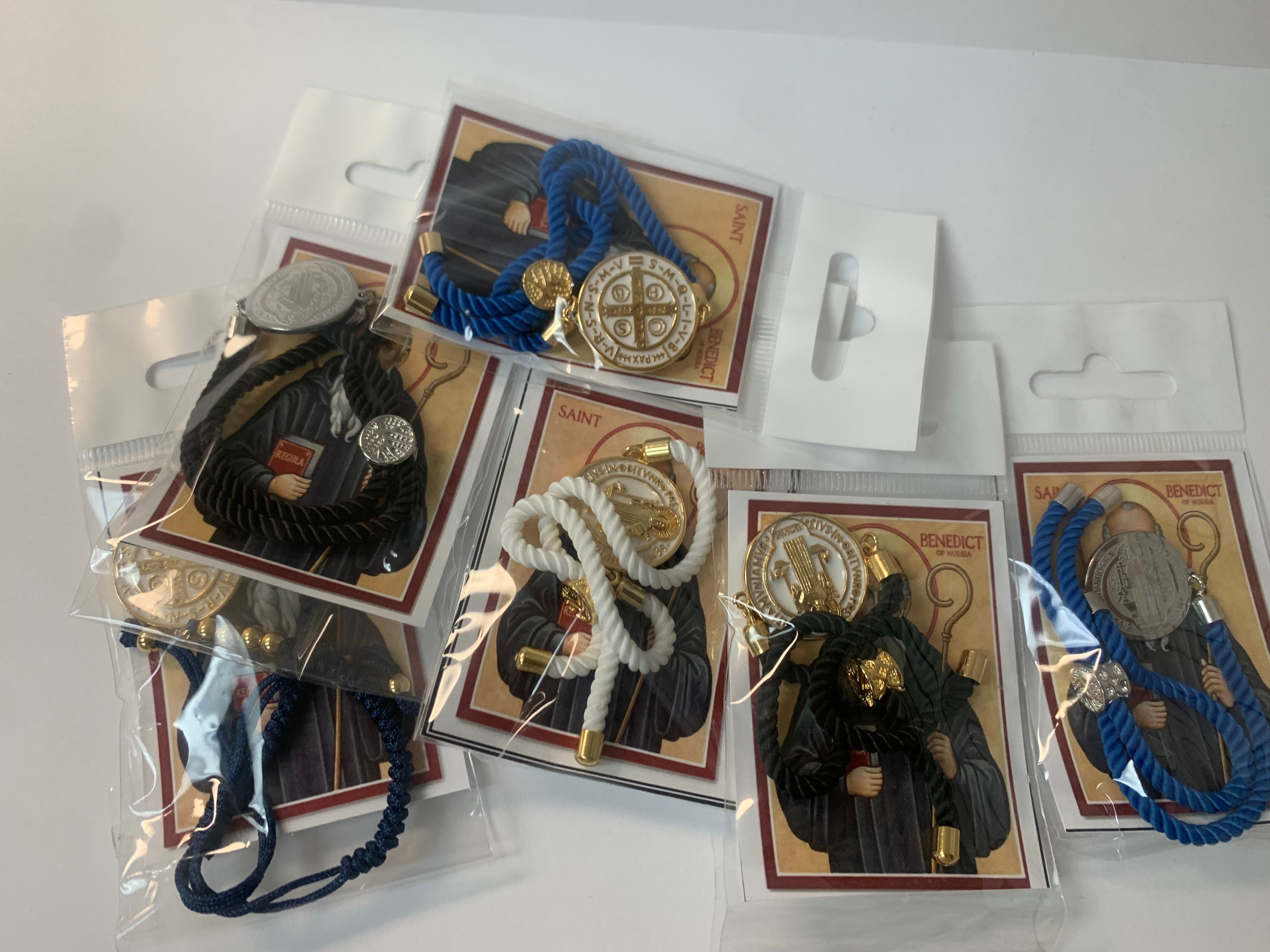 Cord bracelet with St Benedict medal