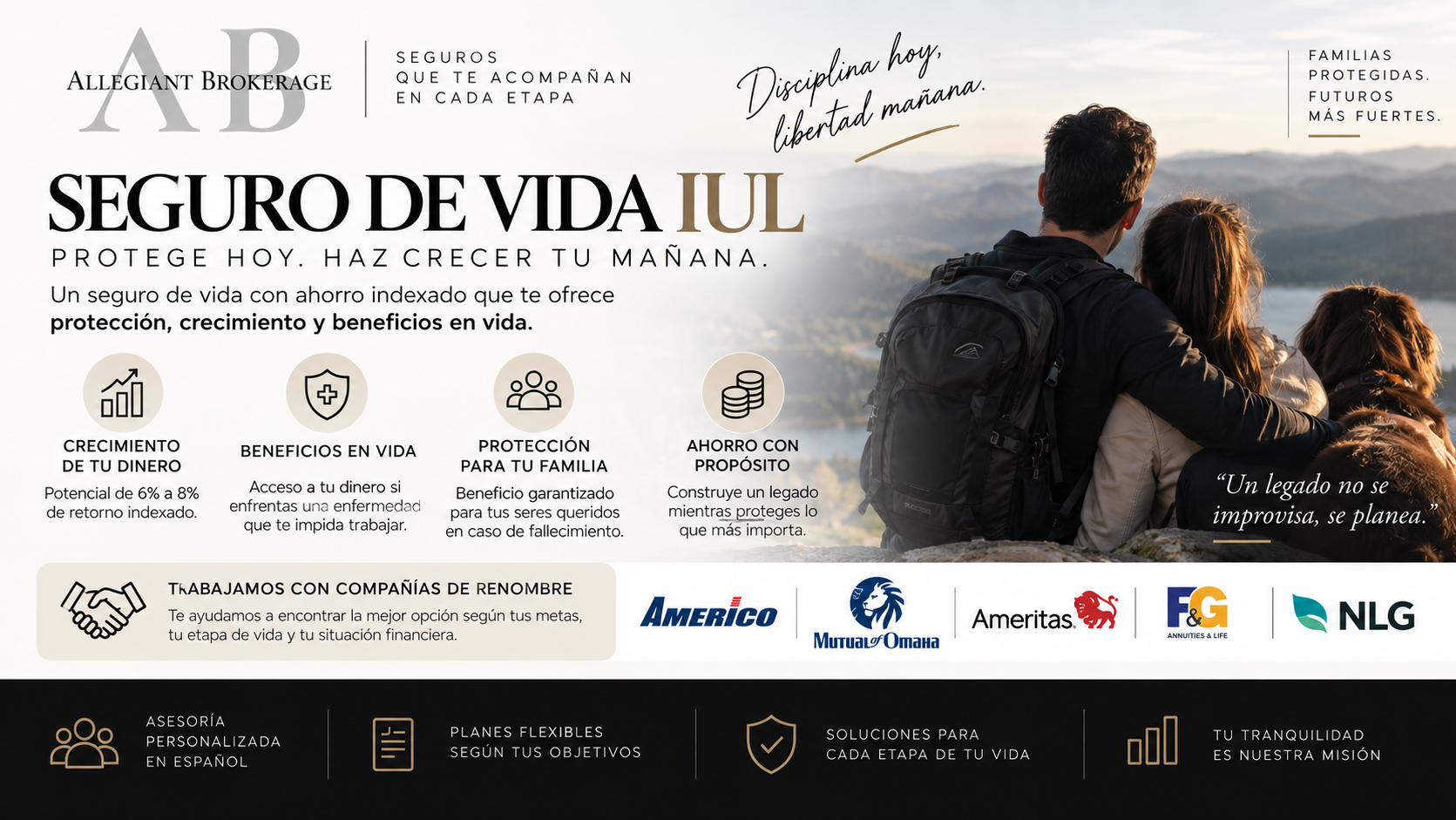 Beneficios en Vida IUL con Ahorro de Valor en Efectivo y crecimiento con interés compuesto.